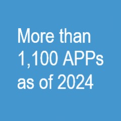 blue square with text: more than 1,100 APPs as of 2024