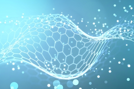 light blue hexagonal wave pattern graphic