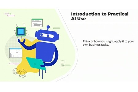 video screenshot of android character and text Introduction to Practical AI Use