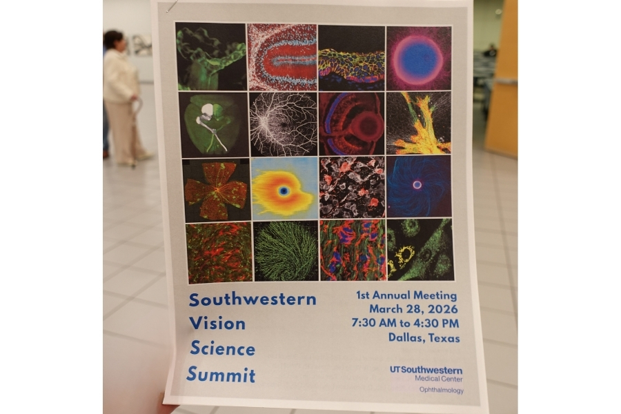 Cover of the SVSS program with 16 colorful abstract ophthalmic images