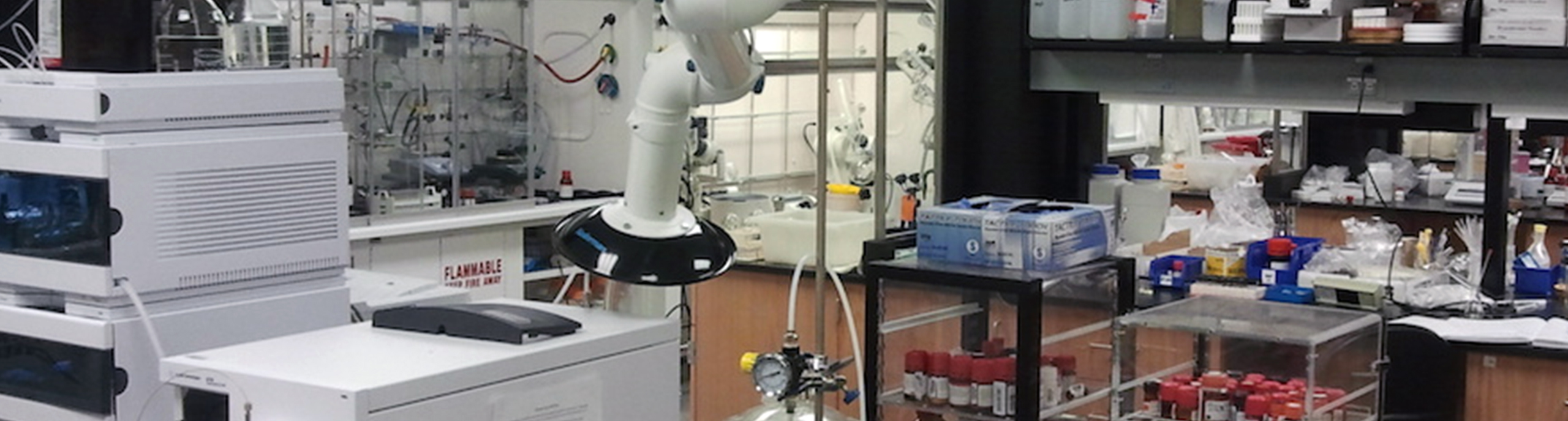The inside of a lab with large pieces of technical equipment.