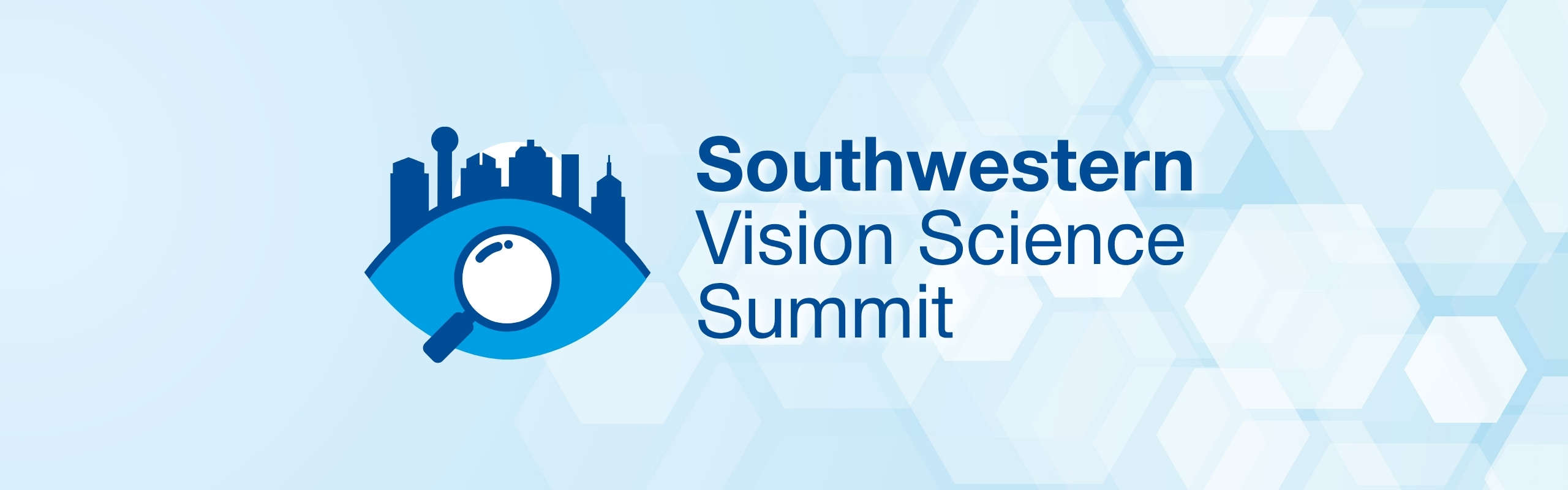 Light blue SVSS decorative banner with Southwestern Vision Science Summit