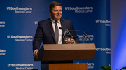 This year’s Program Development Award went to the Parkland Burn Reconstruction Program. Samuel P. Mandell, M.D., M.P.H., FACS, FABA, Associate Professor of Surgery and Burn Section Chief at UTSW and Medical Director of Parkland Burn Center, accepted the award. “I’d definitely like to say thank you to Dr. Zeh and Dr. Levi in the Department of Surgery for their unwavering support of the Burn Program since I got here. It’s really fitting that this is a program award because … the [Burn Center] is the ultimate team sport,” Dr. Mandell said. “You really can’t do it alone. There are hundreds of people every day who touch each one of our patients. And each one of them, I am enormously personally grateful to.”