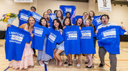 Time for a festive group photo after students learn their matches. Hip, hip, hooray for Match Day!
