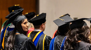 Nilam Kandel, M.P.H., eagerly awaits her turn to receive her diploma.