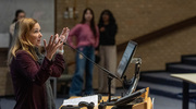 Dr. Cleaver provides an overview of activities, which include lab tours, a panel discussion, and interactive science and medical demonstrations.