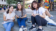Attendees enjoy beautiful weather and good eats at the Plaza.