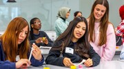 Harmony Science Academy-Dallas High student Emily Martinez uses Play-Doh and a 3D printed “bone” to shape a mold that can be filled with gelatin. The goal was to mold the tissue scaffold in the same shape as the pretend patient’s missing bone. This scaffold could then be implanted inside a “patient” to help their bone regenerate.