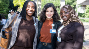 From left: Taryn Salako, Israa Ajroudi, and Rofiat Abubakar, Graduate Administrative Interns, pose for a photo. Ms.&nbsp;Salako is with Hospital Administration at William P. Clements Jr. University Hospital; Ms.&nbsp;Ajroudi is with the Texas Behavioral Health Center; and Ms.&nbsp;Abubakar is with the Department of Cardiovascular & Thoracic Surgery.