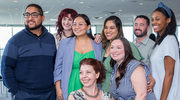 The Institutional Advancement event, like the others, created moments of engagement, appreciation, and belonging across the UTSW community as this group photo of work colleagues demonstrates.