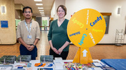 UT Southwestern’s Printing Services department gave visitors a chance to spin the wheel for fun freebies.