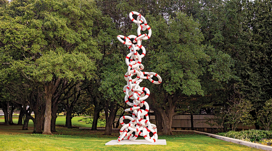 Statue made of life rings.
