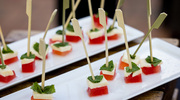 These delicious skewered hors d&rsquo;oeuvres are among the numerous culinary selections served to guests.