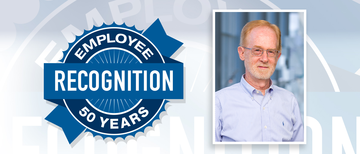Portrait of Dwight German and Employee Recognition 50 Years logo