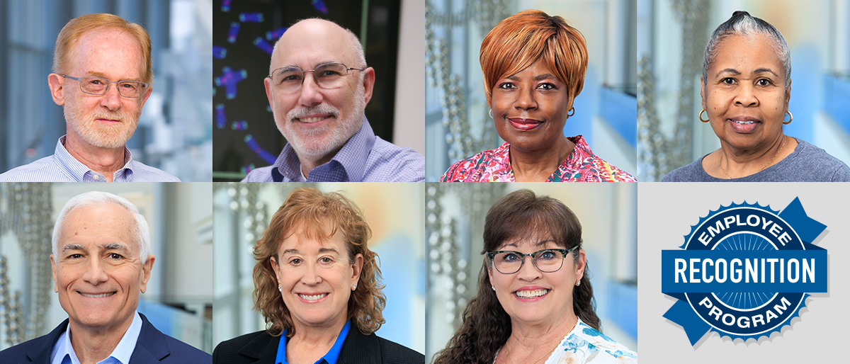 Seven employee headshots and Employee Recognition Week logo