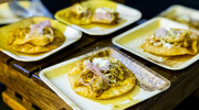 Food and drink were in abundance as guests mingled on the plaza.
