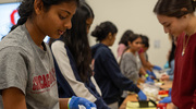Students participate in a “Stop the Bleed” training to learn how to stop blood loss and help save a person’s life before paramedics or physicians arrive.