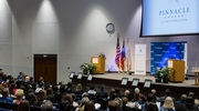 Five individuals and one nine-member team received honors at the second annual Pinnacle Awards event, which took place in Gooch Auditorium with a reception following on McDermott Plaza.