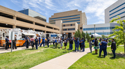 Attendees lined up to order lunch during the festive occasion.