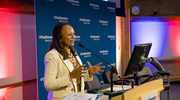 Shawna Nesbitt, M.D., M.S., Vice President and Chief Institutional Opportunity Officer and Professor of Internal Medicine, welcomes event attendees.