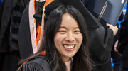 Baihui &ldquo;Eva&rdquo; Zhao, M.P.H., is all smiles after the ceremony.