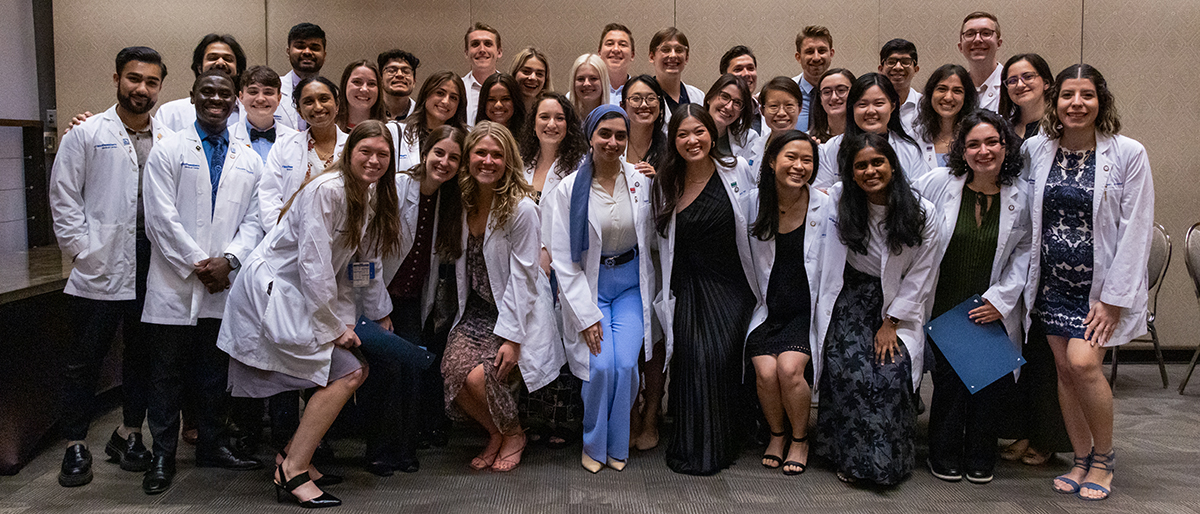 Group of 46 new members of the Gold Humanism Honor Society 