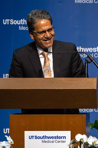 UT Southwestern Medical Center speaker at podium.