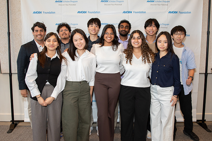 diverse group of 11 medical students stand together