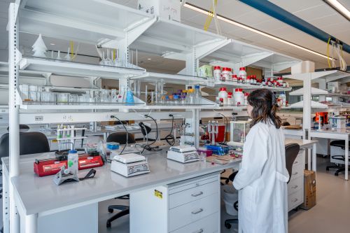 lab tech working in a research lab