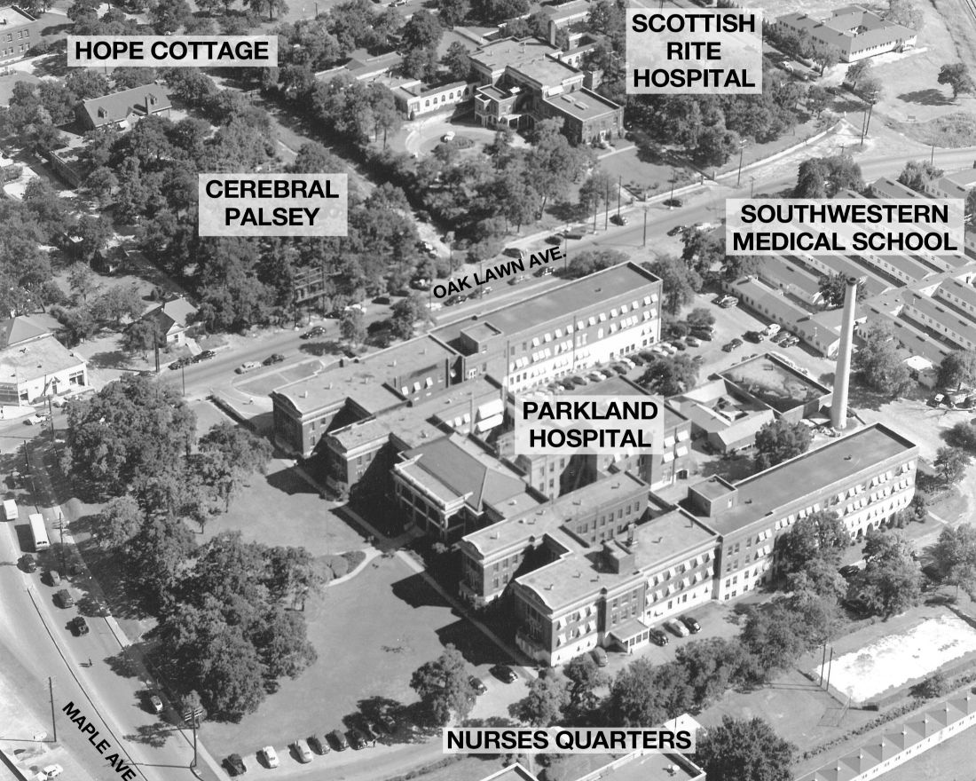 aerial image of UTSW's campus in 1950
