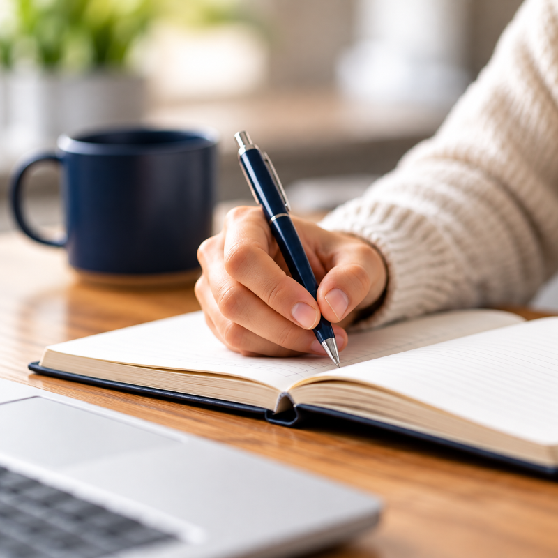 Person writing in a notebook