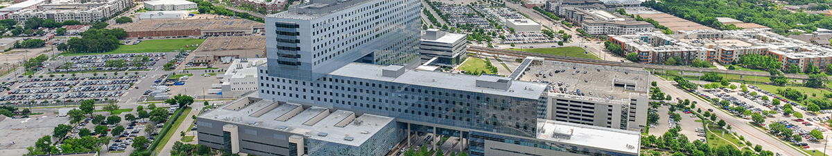 exterior aerial view of Parkland Hospital