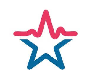 an outline of a star with the top portion representing a heart beat