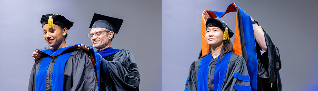 Commencement 2024: Dr. Ivan D&rsquo;Orso hoods Dr. Keyera Randolph and Dr. Don Gammon hoods Dr. Dahee Seo
