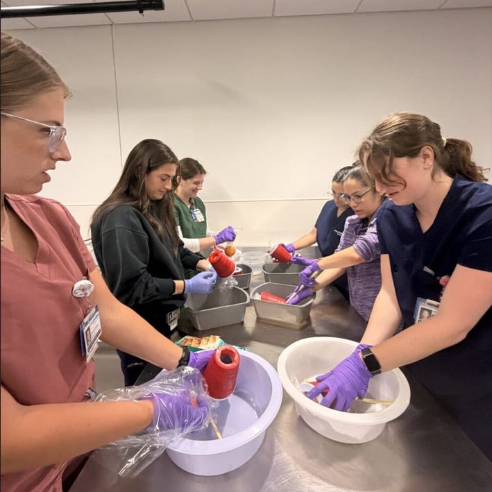 medical students engaged in training