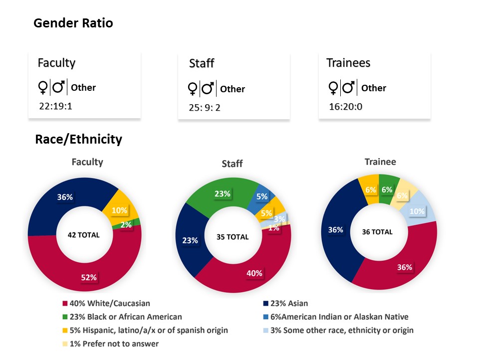 charts showing gender and race demographics