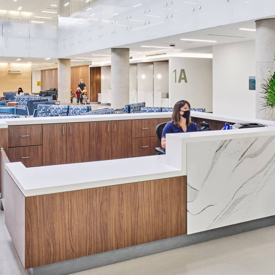 A desk at the Moody Outpatient Center