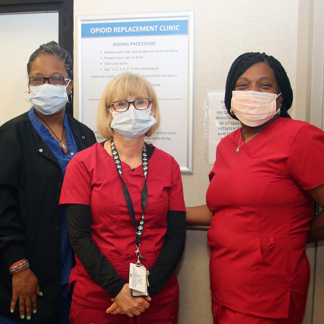 Fellows with a doctor at the VA Medical Center