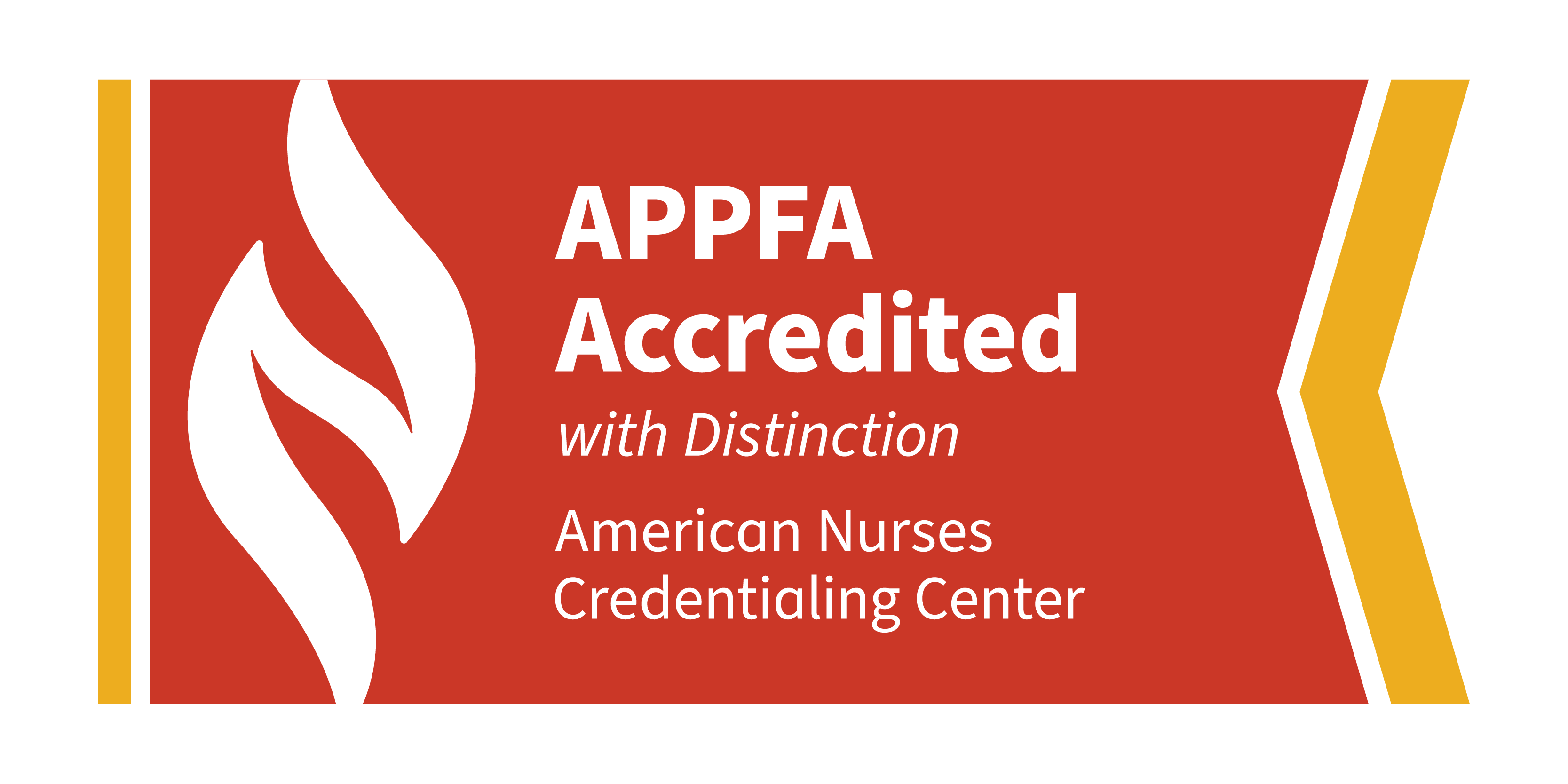 Logo that says APPFA Accredited with Distinction American Nurses Credentialing Center