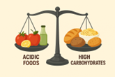 Acidic foods; high carbohydrates