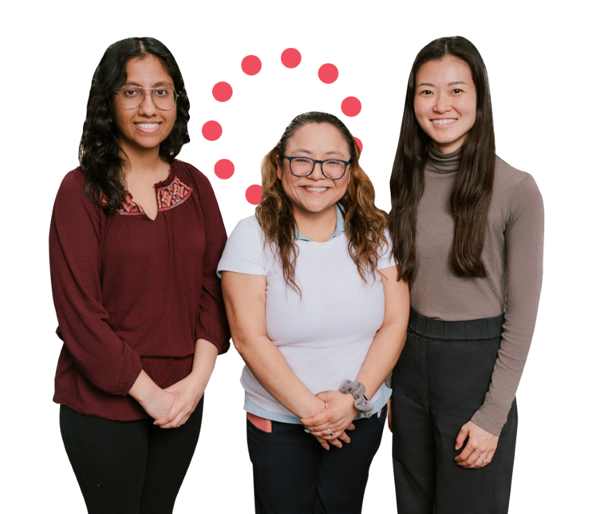 A photoillustration of three women standing in front of the WISMAC logo