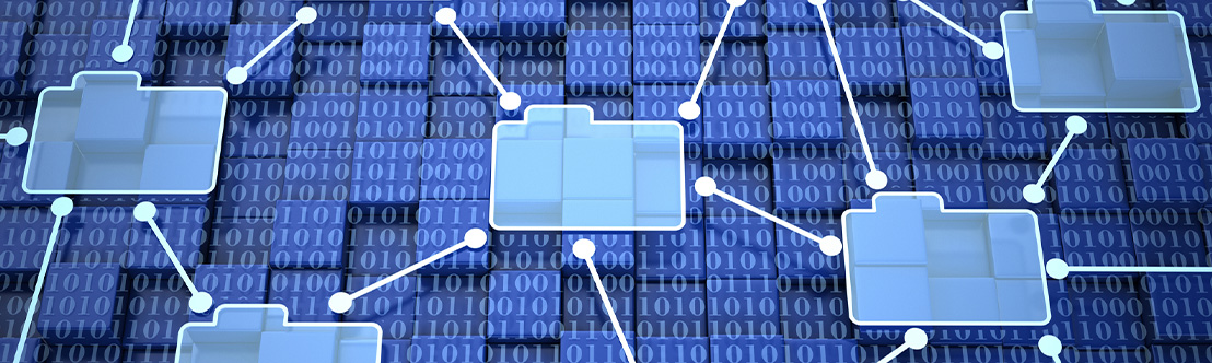 A stylized illustration showing a web of connections between folders