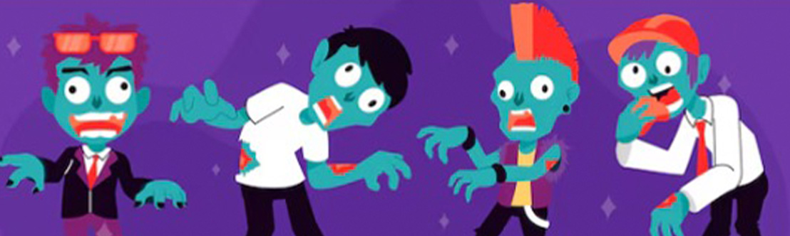 An illustration of four zombies