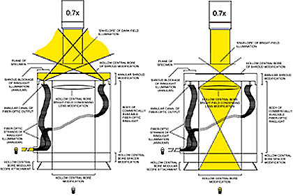 A diagram of the Combination Low Magnification Dark-Field Illuminator and Bright-Field Microscopy Substage Condenser
